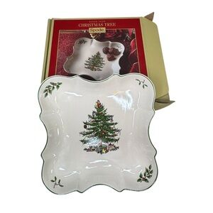 Spode Cream Decorative Christmas Tree Devonia Tray NWT/Box
